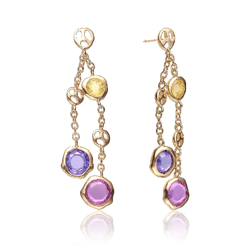 Hoop earrings with resin accents for a bold and colorful design-Monique Color Circle Dangling Earrings