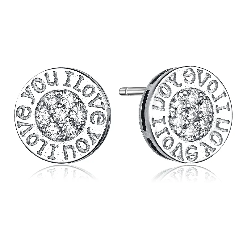 Best hoop earrings with Swarovski crystals for added sparkle and luxury-Sophie  I Love You Earrings