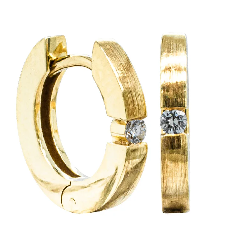 Hoop earrings with polished metal for a shiny and high-quality finish-Deja Vu 14ct Yellow Gold .06ct Diamond Hoop Earrings