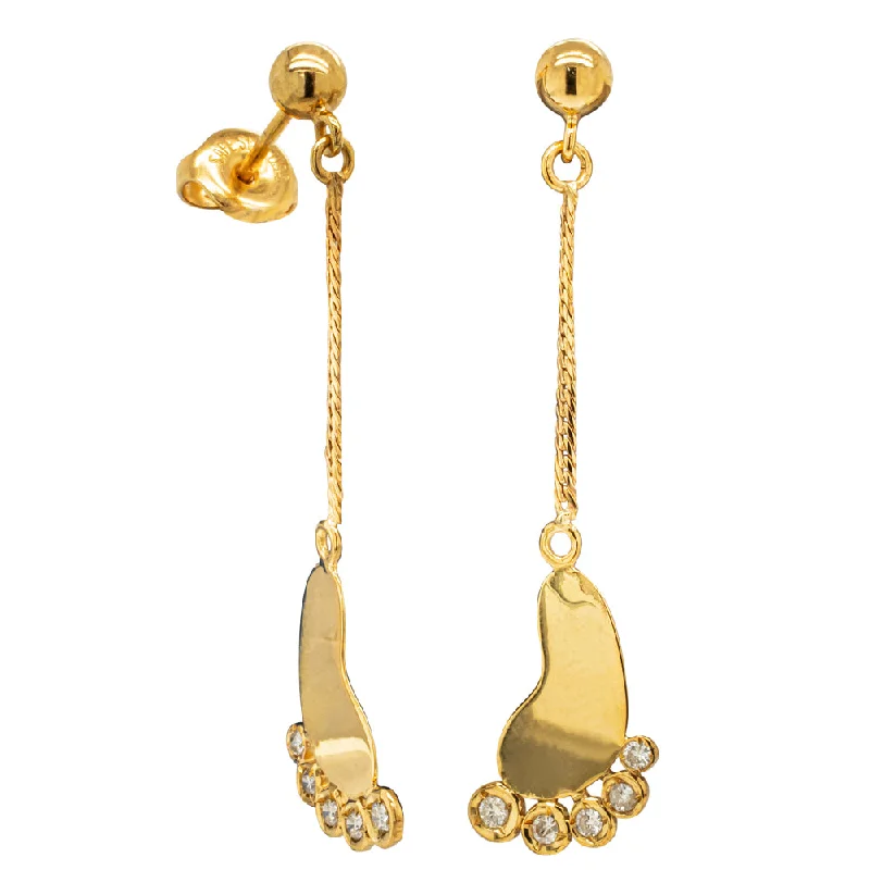 Hoop earrings with a matte black finish for a sleek, edgy vibe-Deja Vu 14ct Yellow Gold Diamond Footprint Earrings