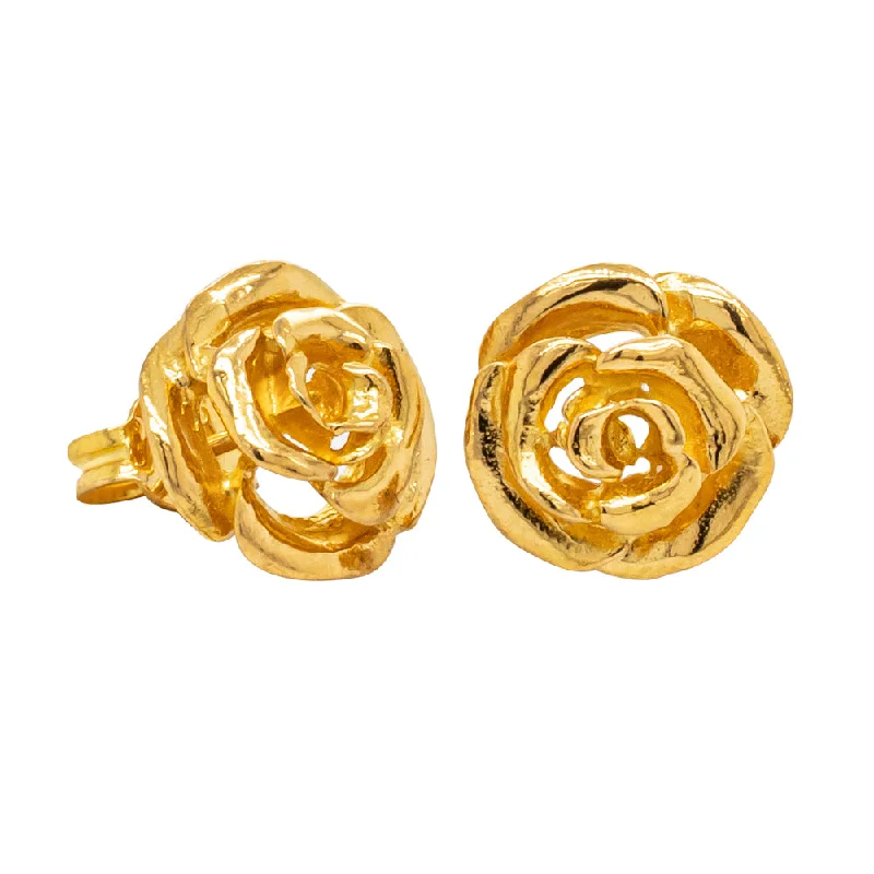 Best hoop earrings with rose gold for a romantic and warm aesthetic-Deja Vu 22ct Yellow Gold Rose Earrings