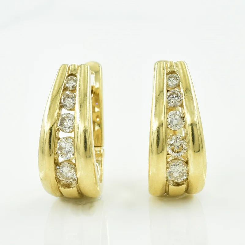 Hoop earrings with tortoiseshell designs for a chic and classic style-Diamond Huggie Earrings | 0.42ctw |