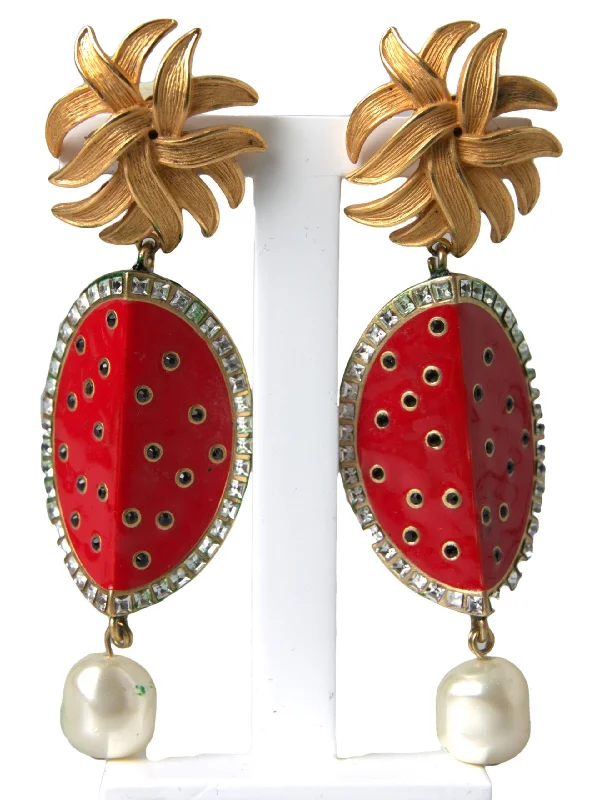 Hoop earrings with resin accents for a bold and colorful design-Dolce & Gabbana Radiant  Watermelon Clip-On Women's Earrings