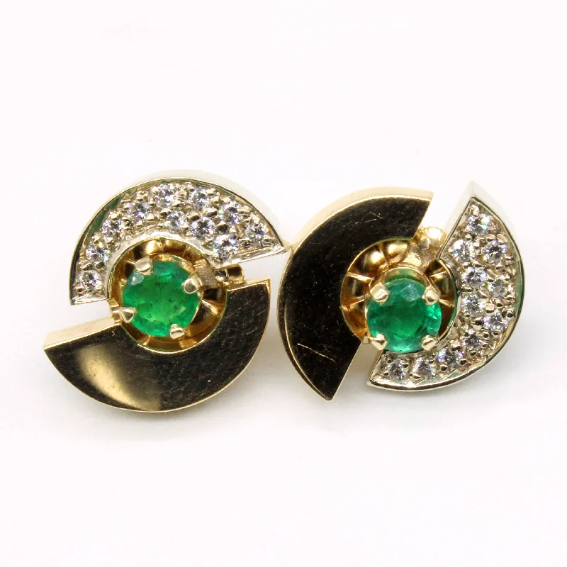 Best hoop earrings with lever-back closures for secure and easy wear-Emerald & Diamond Earrings | 0.55ctw, 0.22ctw |