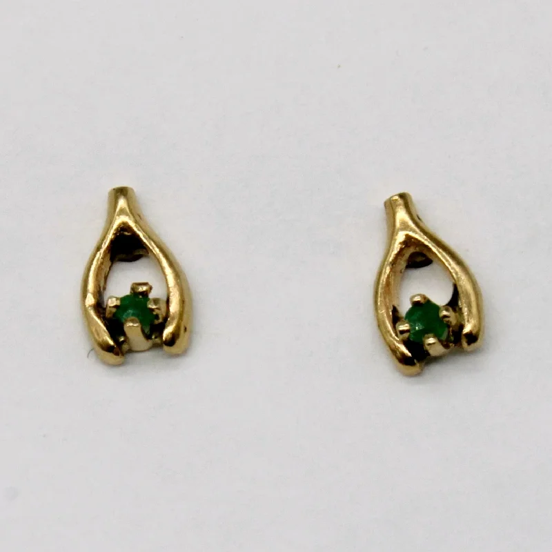 Hoop earrings with tortoiseshell designs for a chic and classic style-Emerald Wishbone Earrings | 0.01ctw |