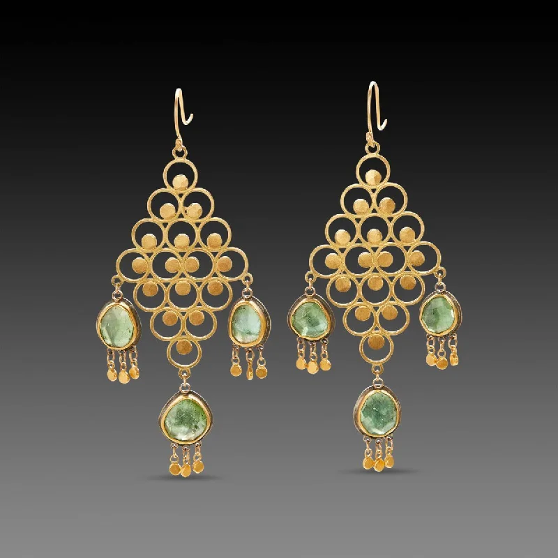 Best hoop earrings with blackened metal for an edgy and bold appearance-Gold Filigree Chandelier Earrings