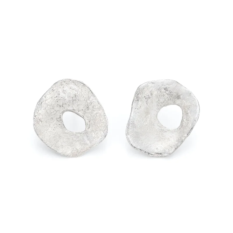 Hoop earrings with heart-shaped frames for a romantic and feminine look-Holed Hepworth Studs (small)