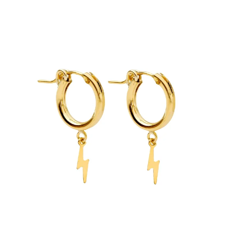 Hoop earrings with luxe velvet finishes for a rich and luxurious touch-Huggie Hoops + Lightning Charm