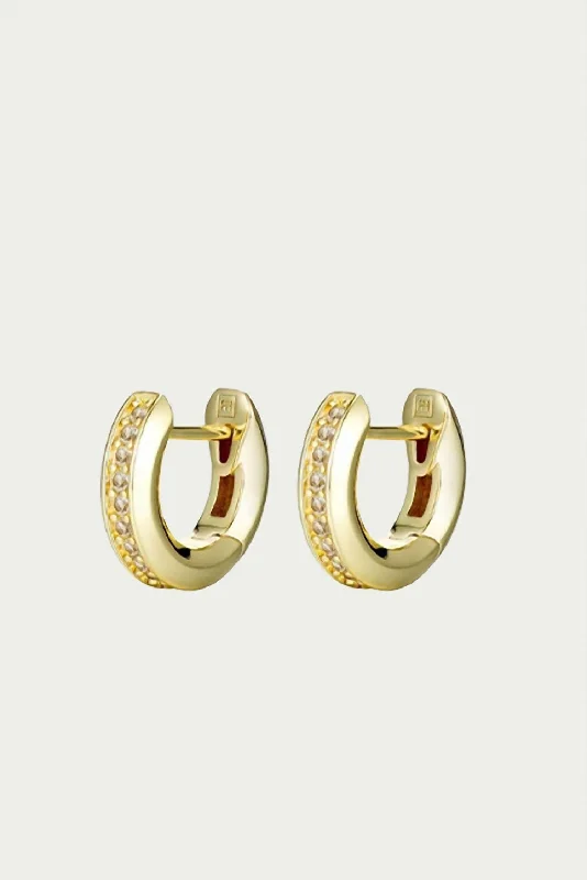 Hoop earrings with open designs for a modern, lighthearted vibe-Ion Huggie Hoop Earrings In Gold/clear