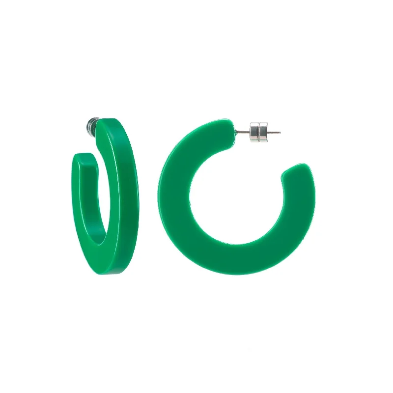 Best hoop earrings with braided leather for a rustic, stylish finish-Kate Hoops in Bright Green