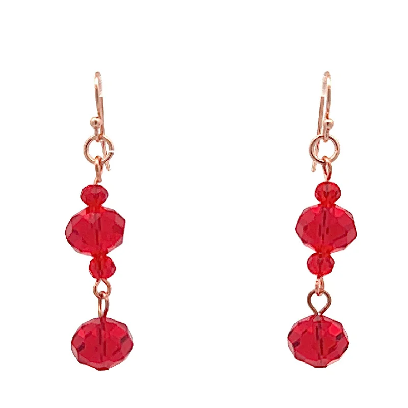 Hoop earrings with faceted crystals for added sparkle and shine-Long Earrings - Translucent Red Crystal