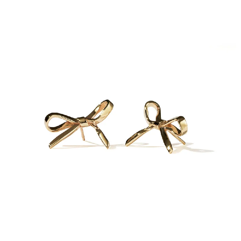 Best hoop earrings with delicate chain details for a trendy and stylish design-Meadowlark Bow Earrings Medium - Gold Plated