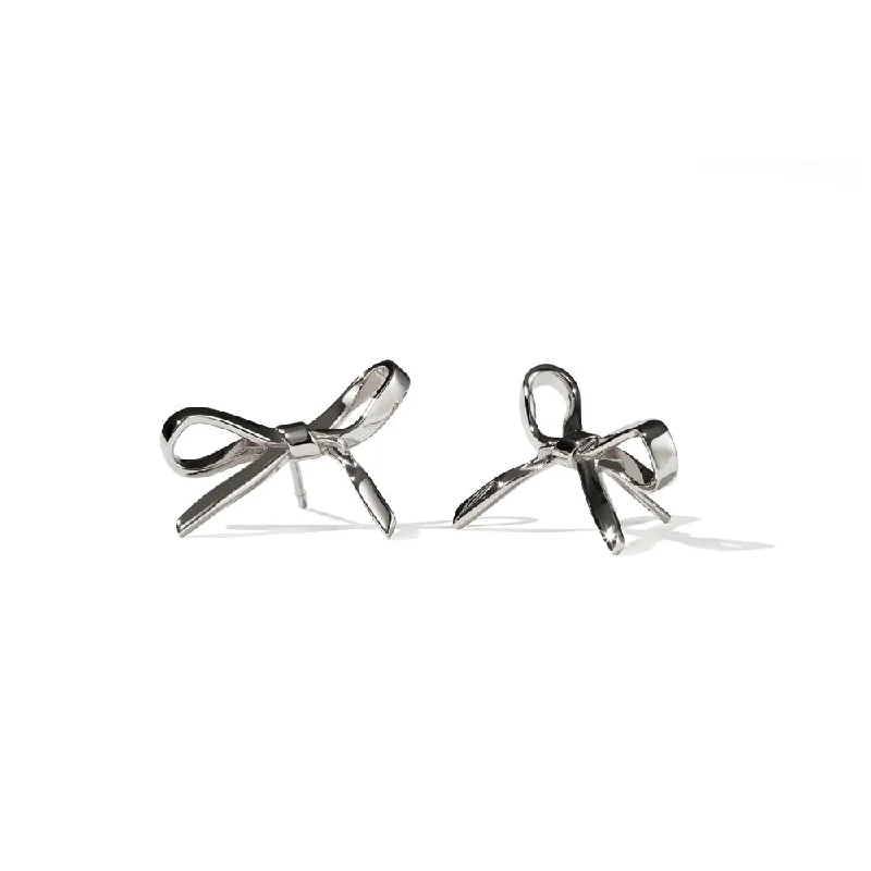 Hoop earrings with oversized designs for a bold, fashion-forward statement-Meadowlark Bow Earrings Medium - Sterling Silver