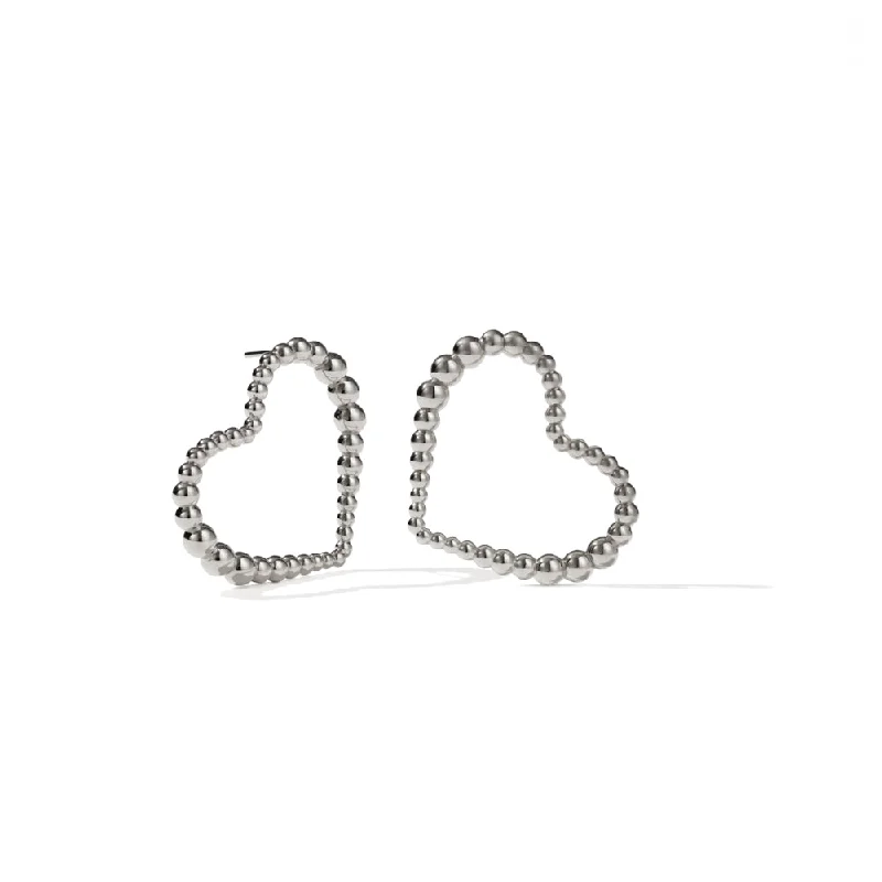 Hoop earrings with spiral designs for a dynamic and fluid look-Meadowlark Fizzy Heart Earrings Medium - Sterling Silver