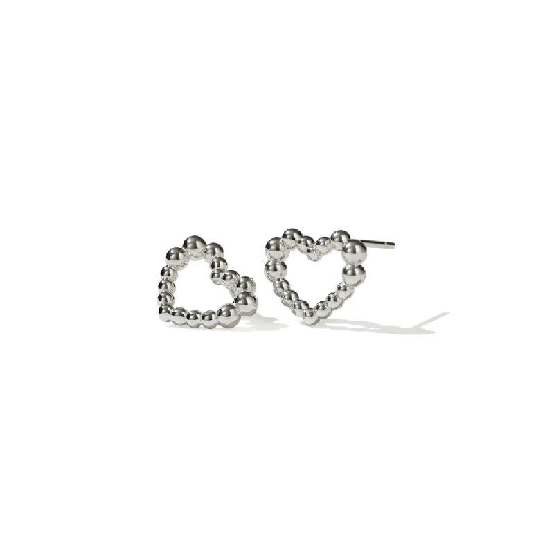 Hoop earrings with rhinestone-studded rims for a glamorous touch-Meadowlark Fizzy Heart Studs - Sterling Silver