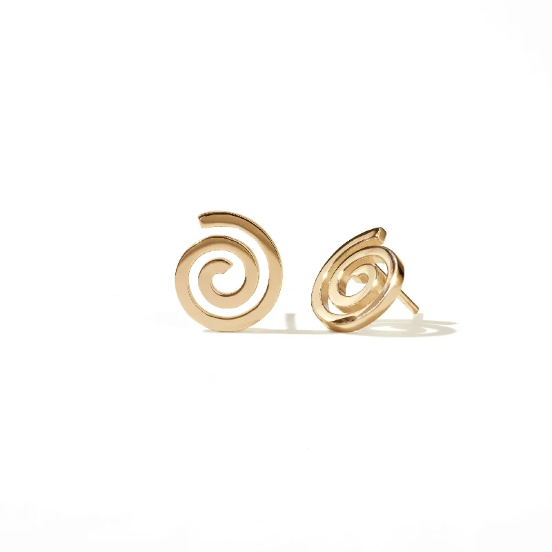 Best hoop earrings with custom engravings for a personalized and meaningful gift-Meadowlark Spiral Studs - Gold Plated