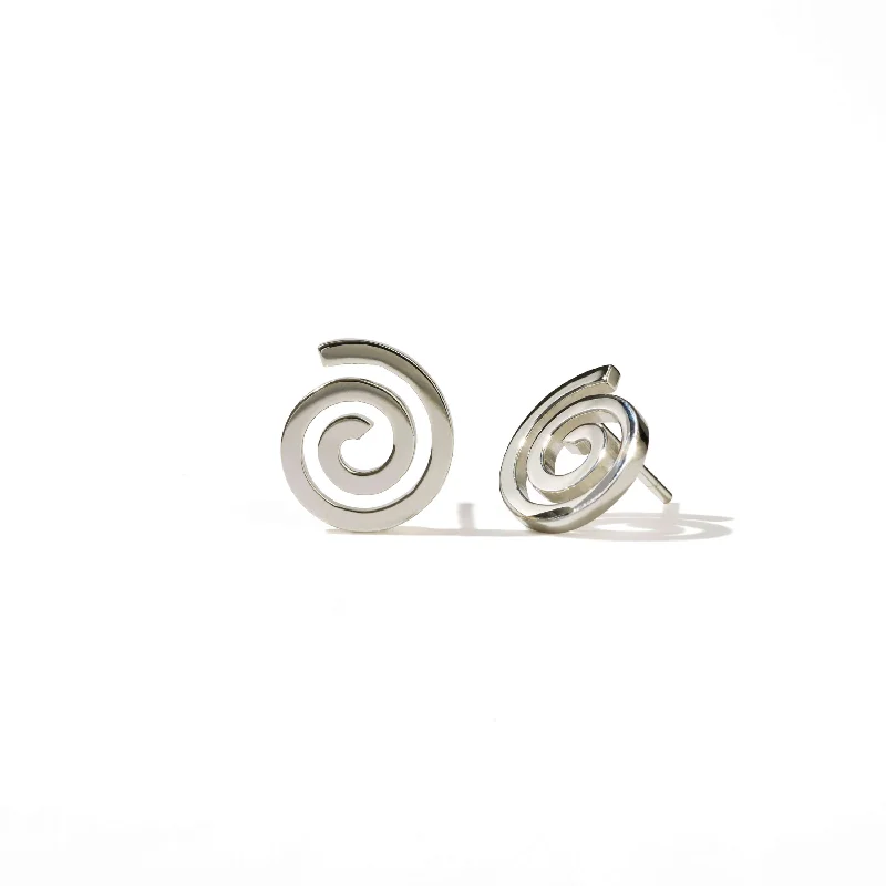 Best hoop earrings with tribal designs for a cultural and exotic aesthetic-Meadowlark Spiral Studs - Sterling Silver