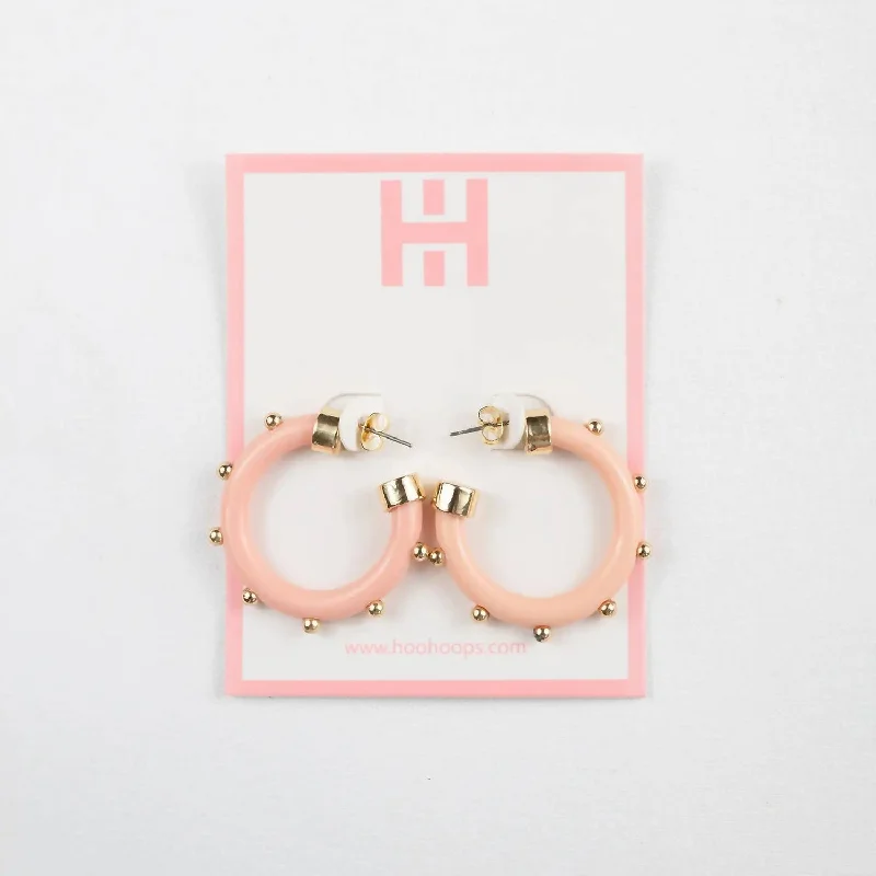 Lightweight hoop earrings for comfortable and all-day wear-Mini Hoop Earrings In Rose/gold Balls