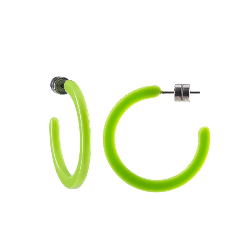 Hoop earrings with heart-shaped frames for a romantic and feminine look-Mini Hoops in Neon Green