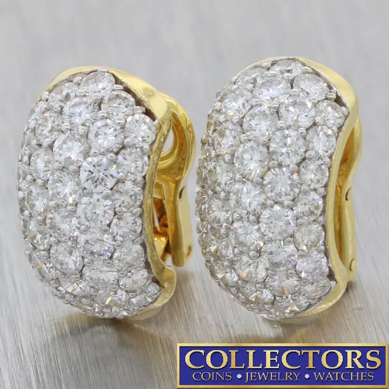 Hoop earrings with polished silver finish for a shiny, modern appeal-18k Yellow Gold 6ctw Round Brilliant Diamond Cluster Huggie Earrings