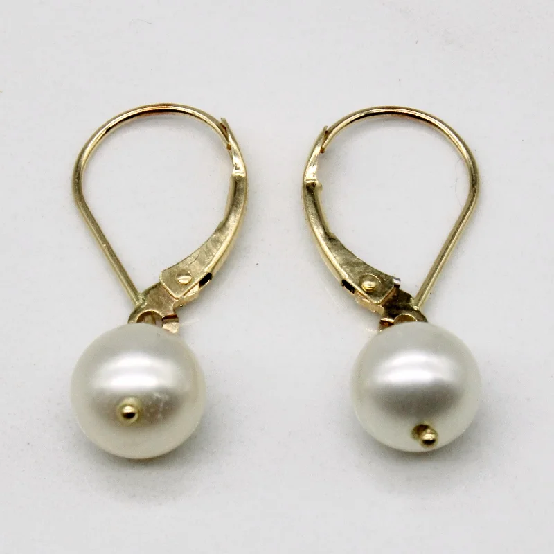 Hoop earrings with colorful beads for a fun and playful vibe-Leverback Pearl Earrings