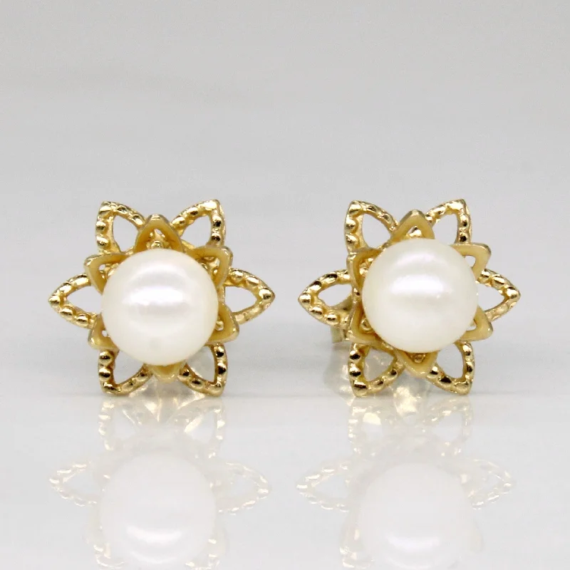 Hoop earrings with polished metal for a shiny and high-quality finish-Pearl Star Earrings