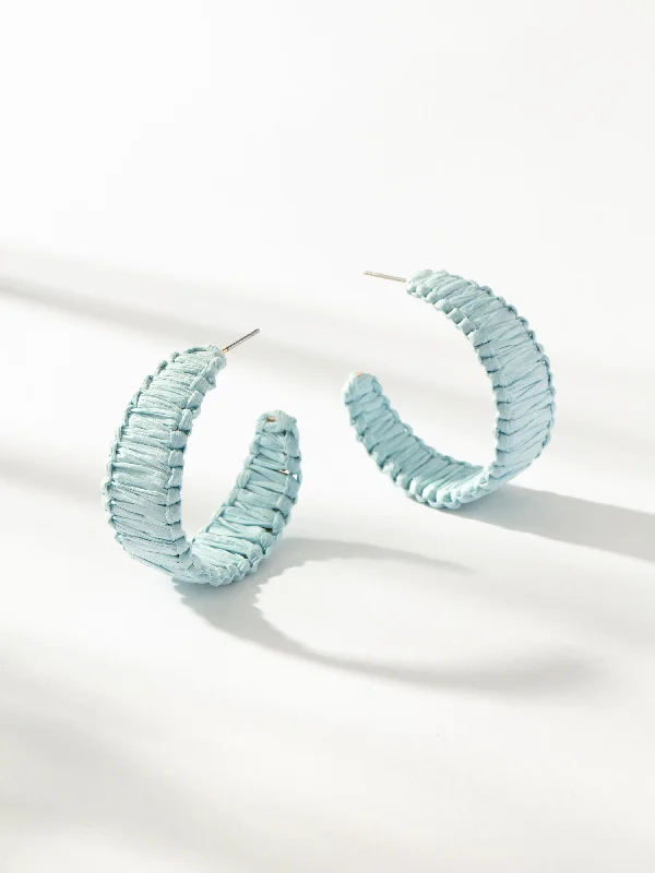 Hoop earrings with diamond-cut surfaces for added sparkle and shine-Raffia Woven Hoop Earrings