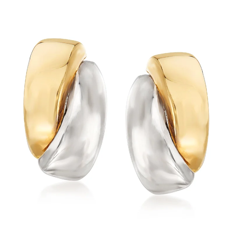 Best hoop earrings with infinity designs for a timeless and meaningful symbol-Ross-Simons 14kt 2-Tone Gold Curved Earrings