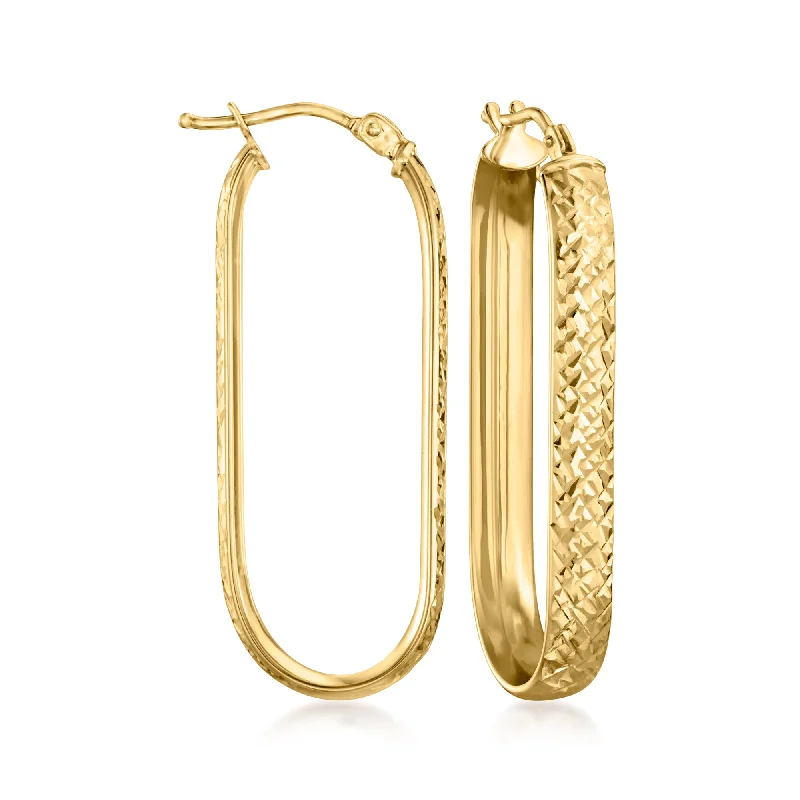 Best hoop earrings with textured silver for a rustic and organic finish-Ross-Simons Italian 14kt Yellow Gold Diamond-Cut Paper Clip Link Hoop Earrings