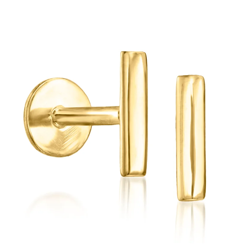 Best hoop earrings with detachable studs for a versatile and adjustable accessory-RS Pure by Ross-Simons 14kt Yellow Gold Bar Earrings