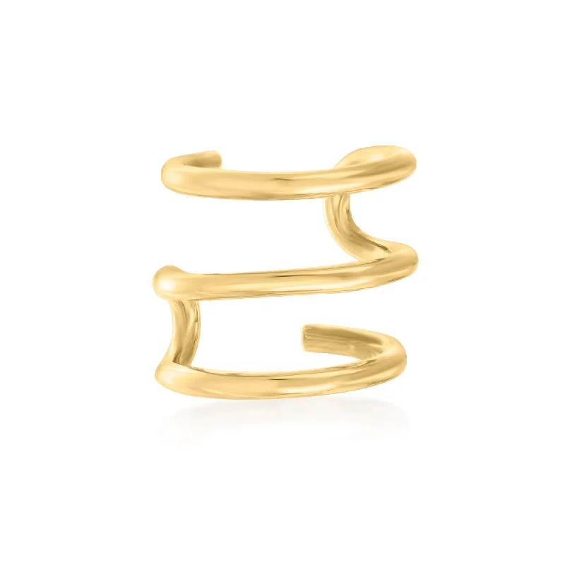 Best hoop earrings with vintage-style detailing for a nostalgic and timeless look-RS Pure by Ross-Simons 14kt Yellow Gold Multi-Row Single Ear Cuff