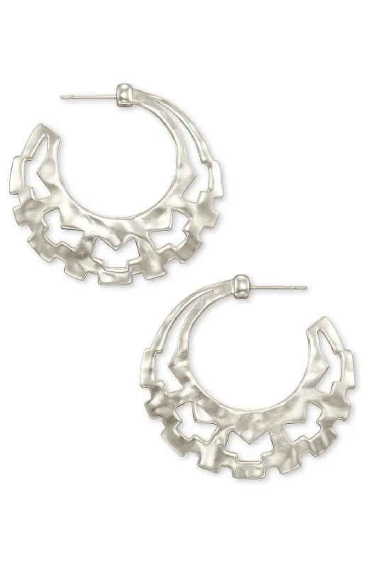 Hoop earrings with dangling charms for a playful and fun look-Shiva Hoops Earrings In Rhodium