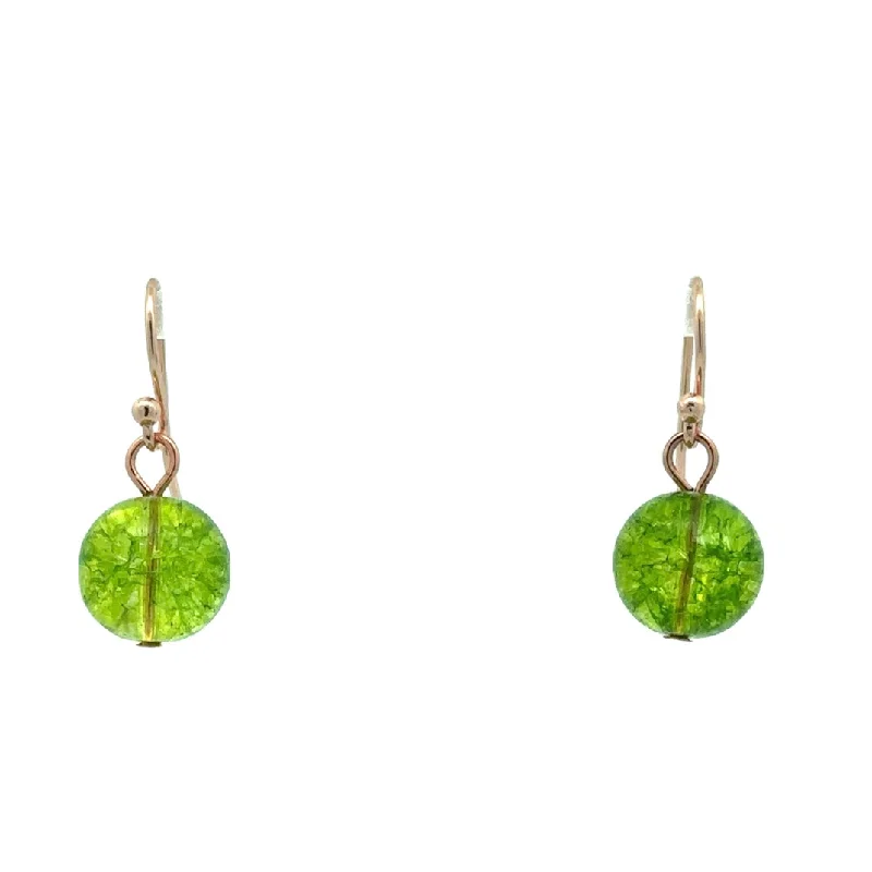 Hoop earrings with floral motifs for a feminine and nature-inspired look-Short Earrings - Cracked Peridot