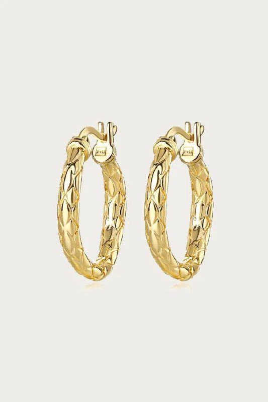 Hoop earrings with hearts for a sweet and romantic gesture-Snakeskin Hoops In Gold