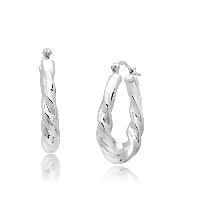 Hoop earrings with snake print designs for an edgy, wild appearance-Sterling Silver 25X28X7 MM Hoop Earrings