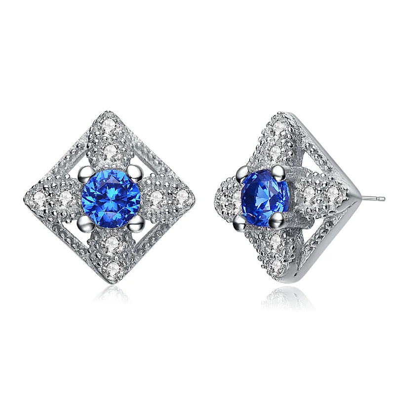 Best hoop earrings with crescent-shaped designs for a bold, moon-inspired style-Provence Bright Blue Cubic Zirconia Earrings