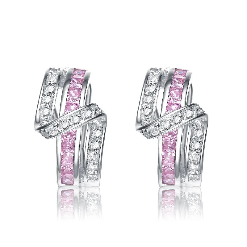 Hoop earrings with twisted metal designs for a dynamic and modern style-Pompidou Crossover Pink Earrings