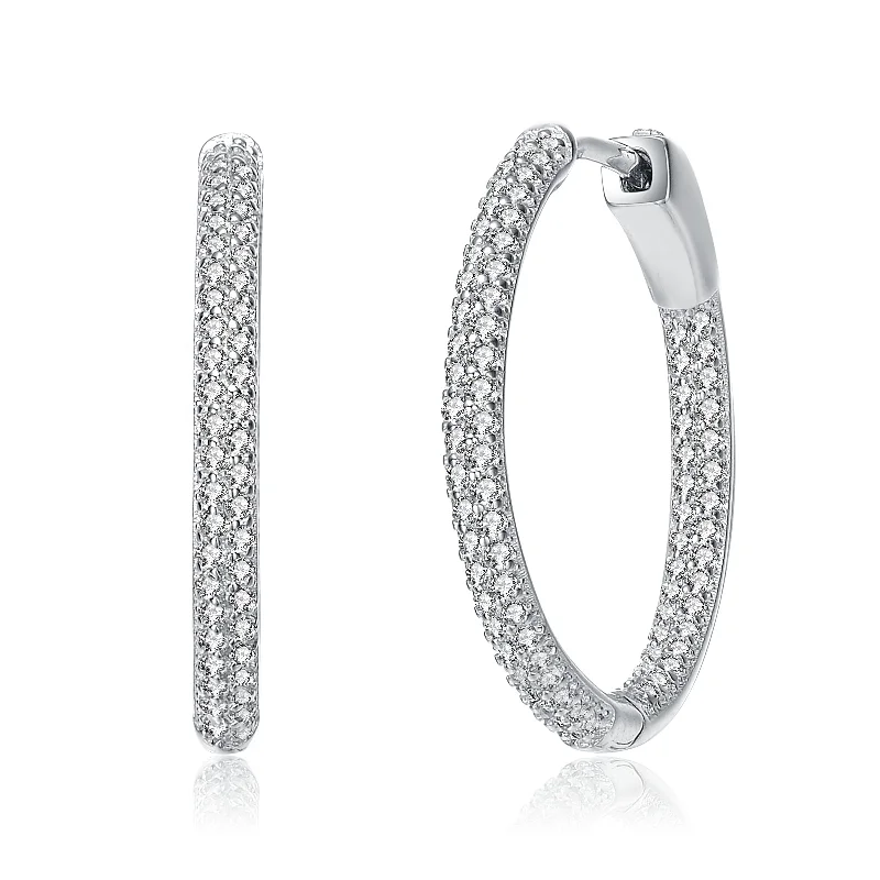 Best hoop earrings with gemstone accents for a colorful and elegant appearance-Camille CZ Encrusted Thin Hoop Earrings