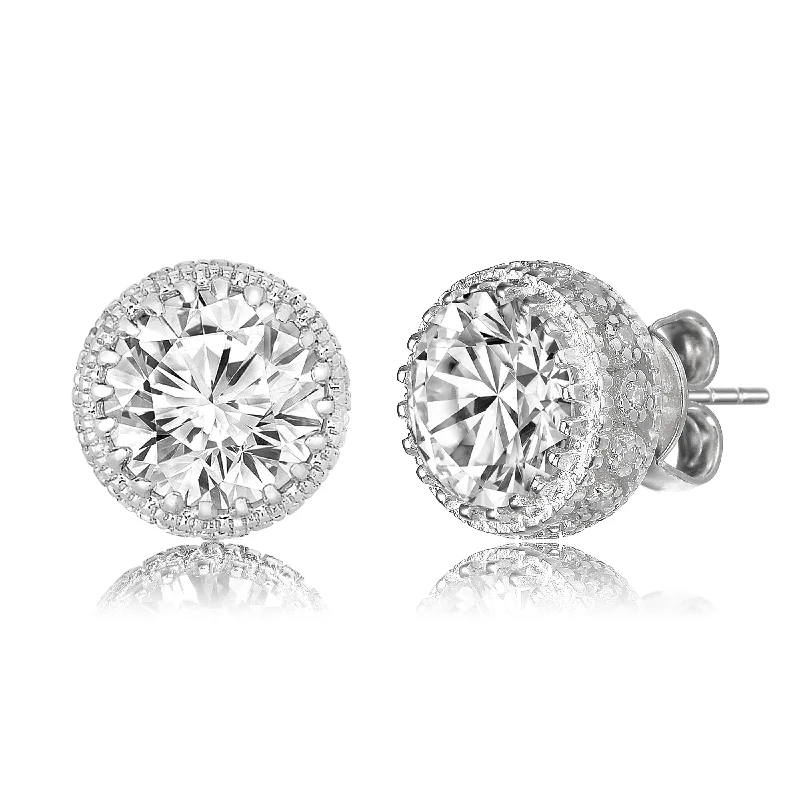 Hoop earrings with cut-out designs for a creative and lightweight effect-Marie Classic Frame Circle Button Earrings