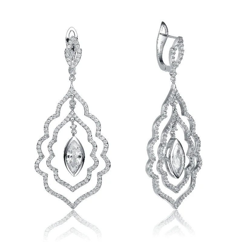 Hoop earrings with floral motifs for a feminine and nature-inspired look-Audrey Suspended Stone Earrings