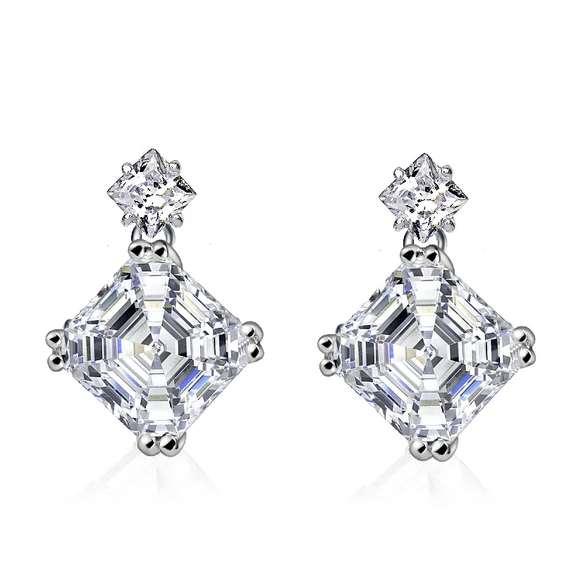 Hoop earrings with satin finishes for a smooth and elegant appearance-Anne Square Asscher-cut Drop Last Pair Earrings