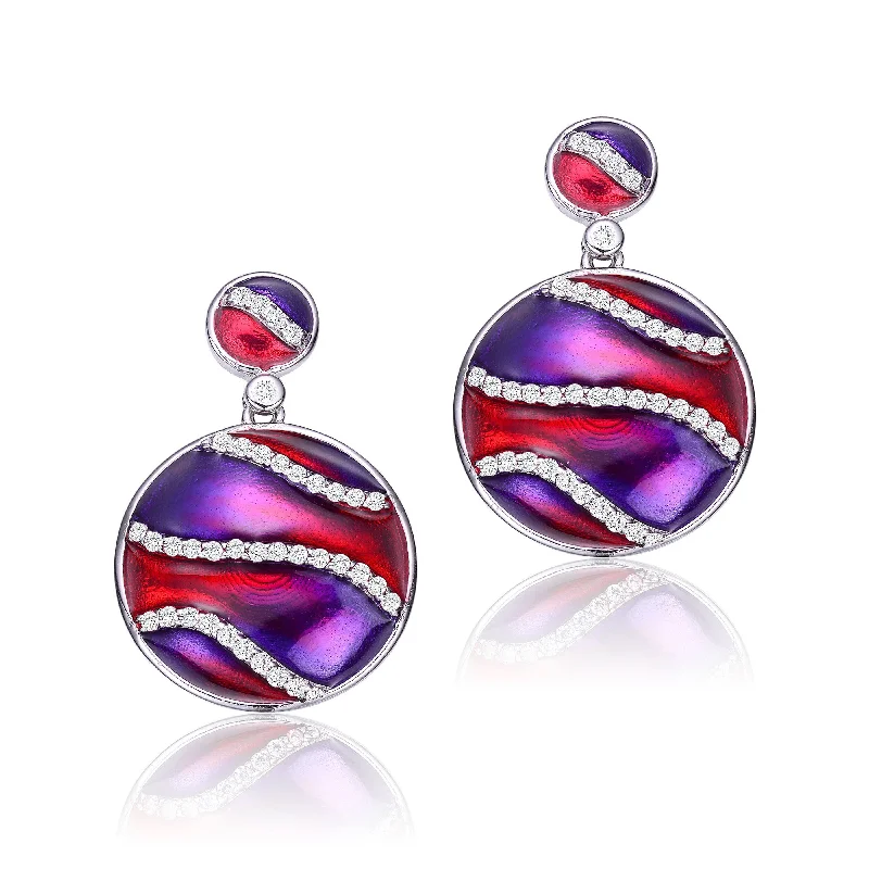 Best hoop earrings with intricate beaded details for a textured, stylish appearance-Anne Red-Purple Swirl Enamel Last Pair Earrings