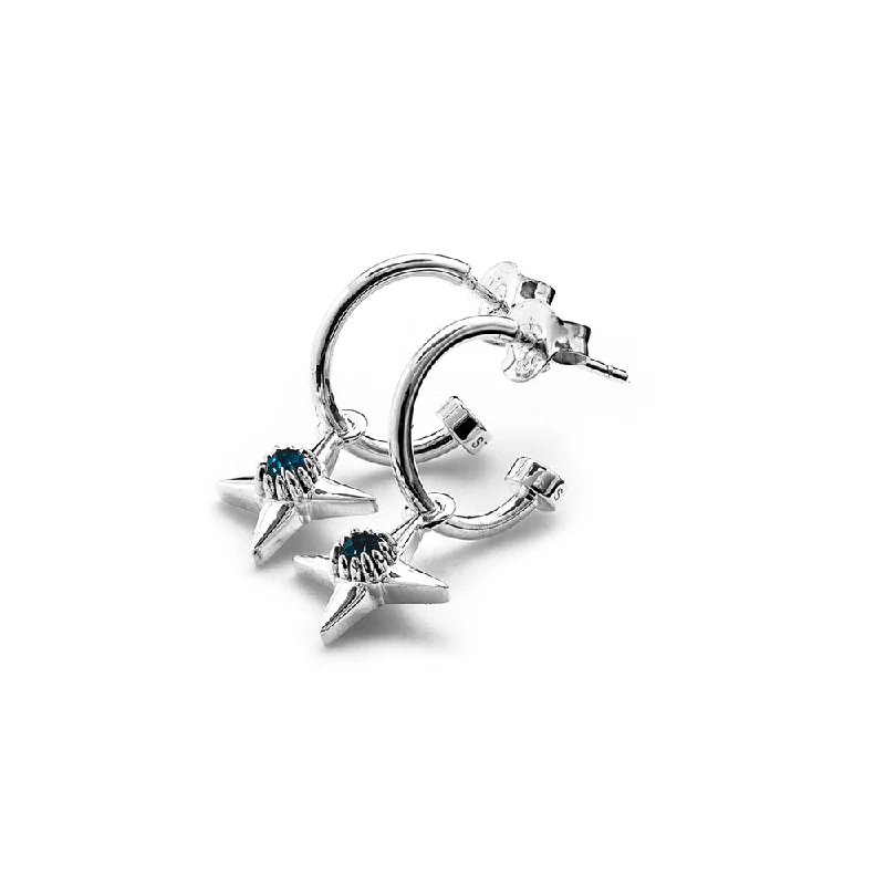 Hoop earrings with diamond-cut surfaces for added sparkle and shine-Stolen Girlfriends Club Ninja Star Anchor Earrings - Sterling Silver & London Topaz