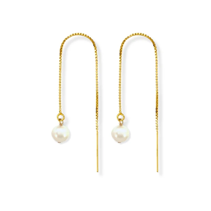 Best hoop earrings with oval shapes for a unique and elongated design-Threader Earrings + Pearl Drop Charm