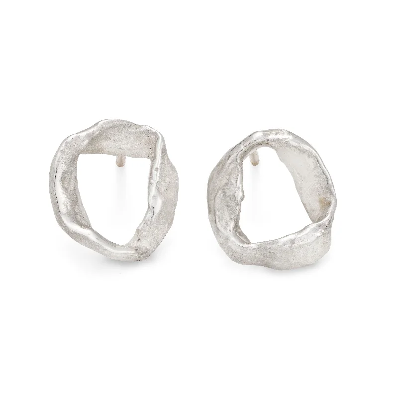 Best hoop earrings with crescent-shaped designs for a bold, moon-inspired style-Whorl Studs Silver