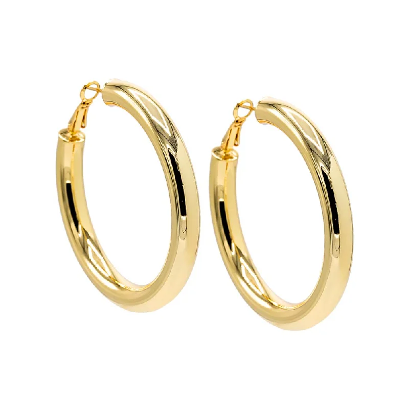 Hoop earrings with crescent moon shapes for a celestial and mystical appearance-Wide Rounded Hollow Hoop Earring