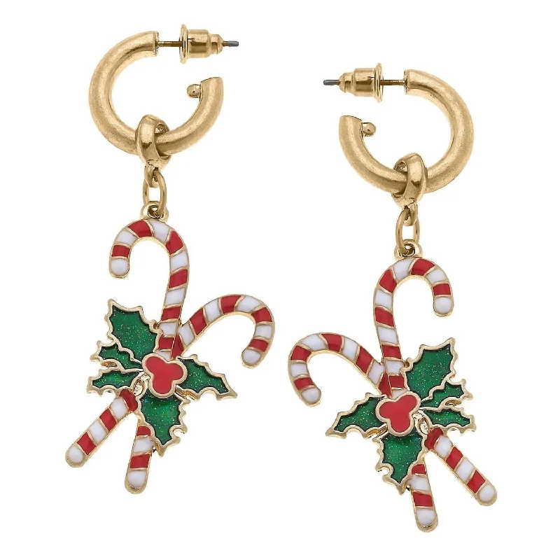 Best hoop earrings with matte finish for a sophisticated, understated design-Women's Noelle Candy Cane Earrings In Multi