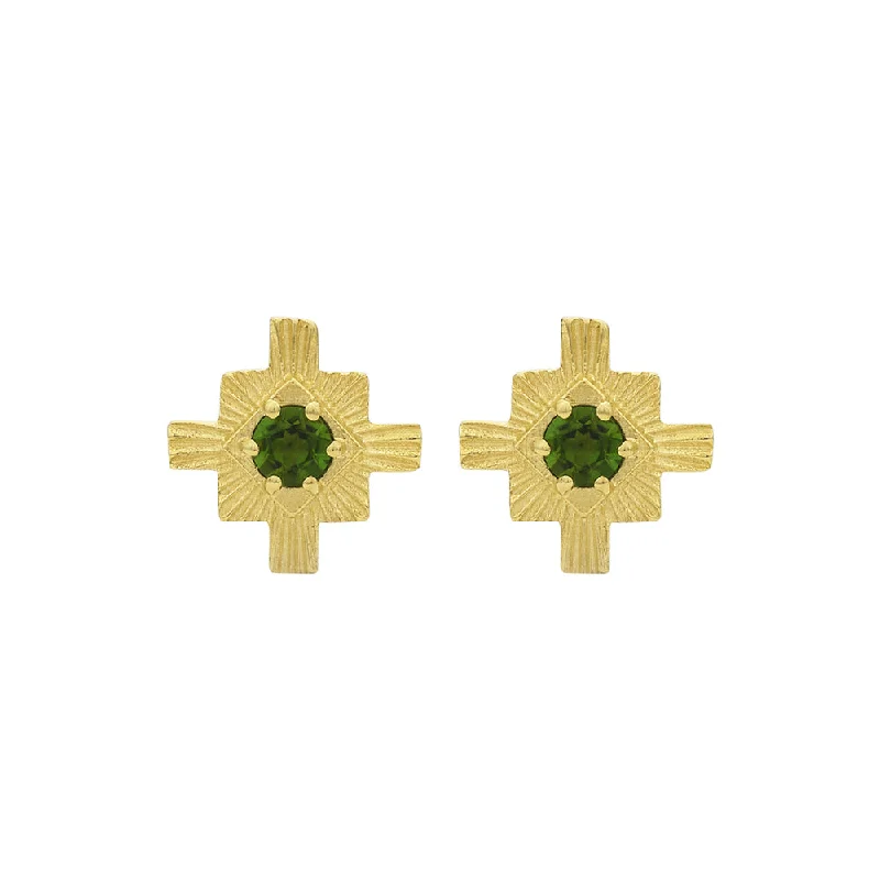 Lightweight hoop earrings for comfortable and all-day wear-Zoe & Morgan Inka Earrings - Gold Plated & Chrome Diopside