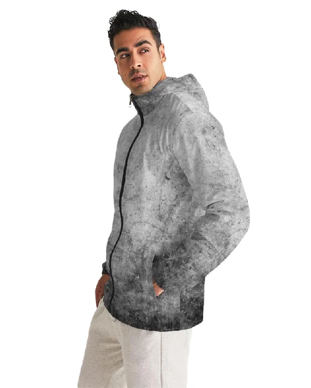 Christmas Jackets for Holiday -Designer coats and jackets for winter -Mens Hooded Windbreaker - Grey Casual/Sports Water Resistant Jacket - JE2P0X