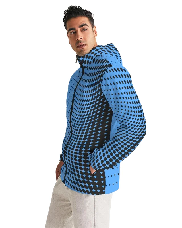 Tie Dye Jackets for Colorful -Classic wool jackets for professional wear -Mens Hooded Windbreaker - Blue Polka Dot Water Resistant Jacket - JL1G0X